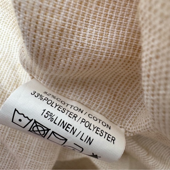 Rue saint Patrick Montreal button down tshirt top cream linen lightweight floral - Picture 8 of 9